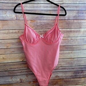 No Boundaries Red Striped One Piece Swimsuit